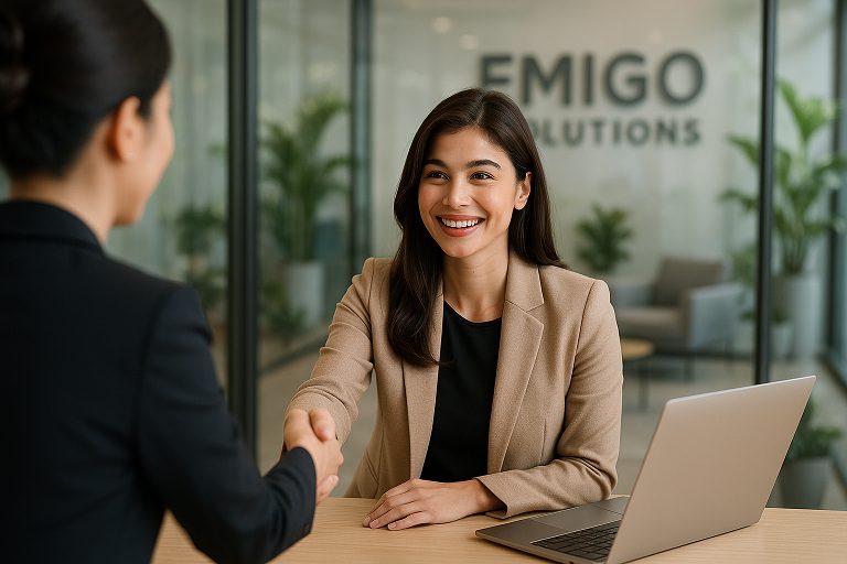 Emigo Solutions team meeting with a partner